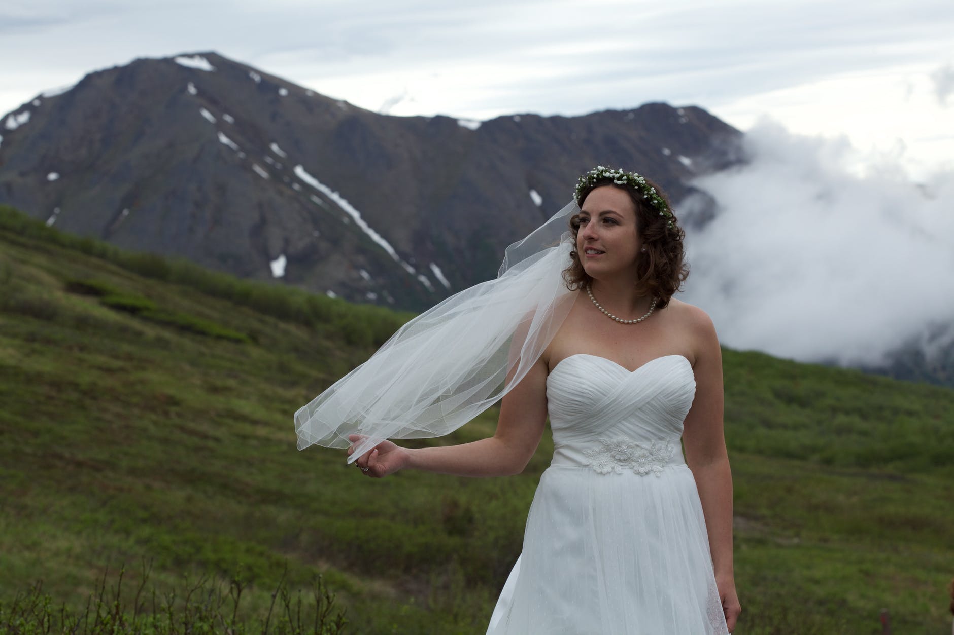 woman in her wedding gown
